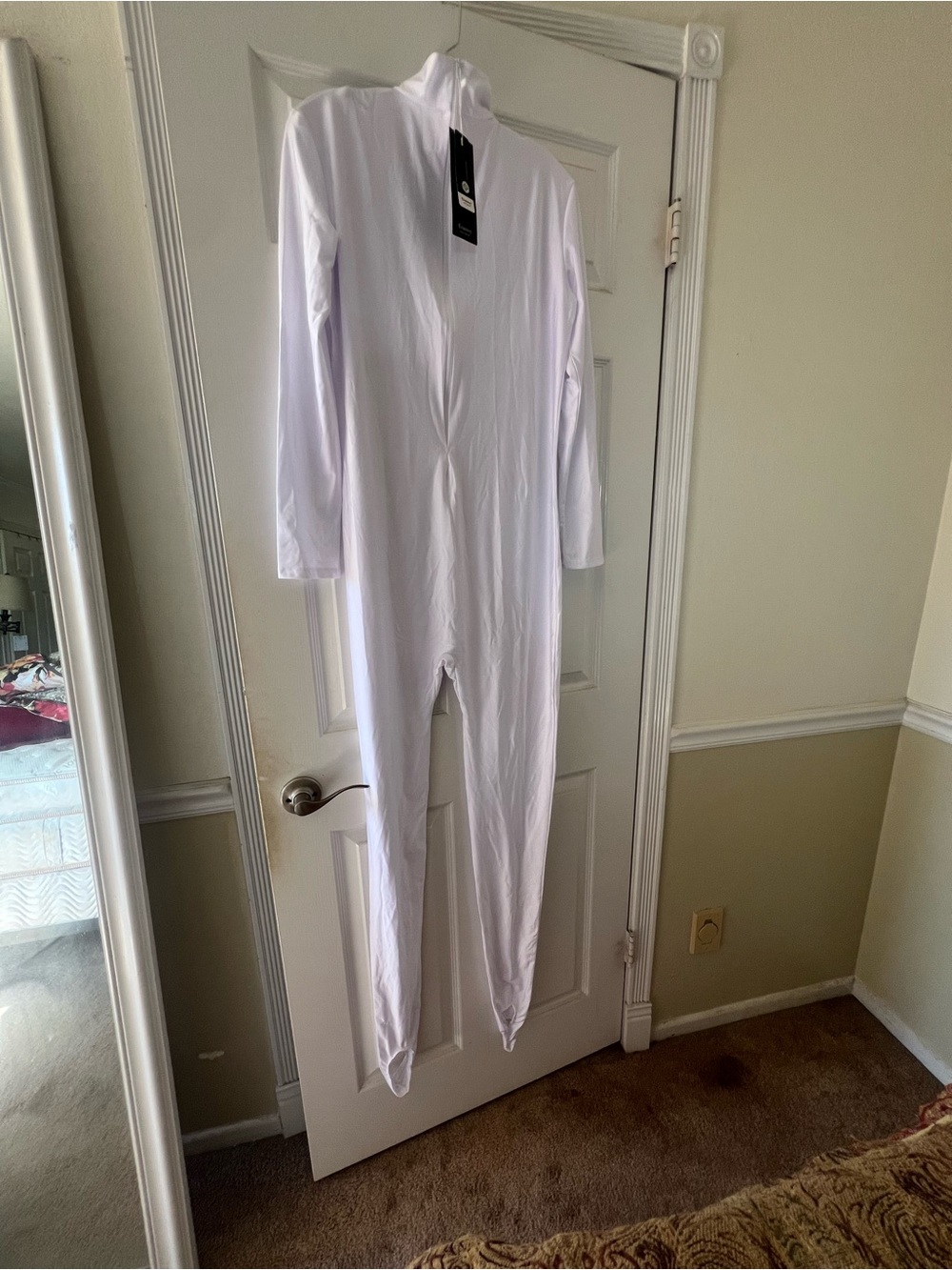 Kids White One-Piece Zipper Jumpsuit